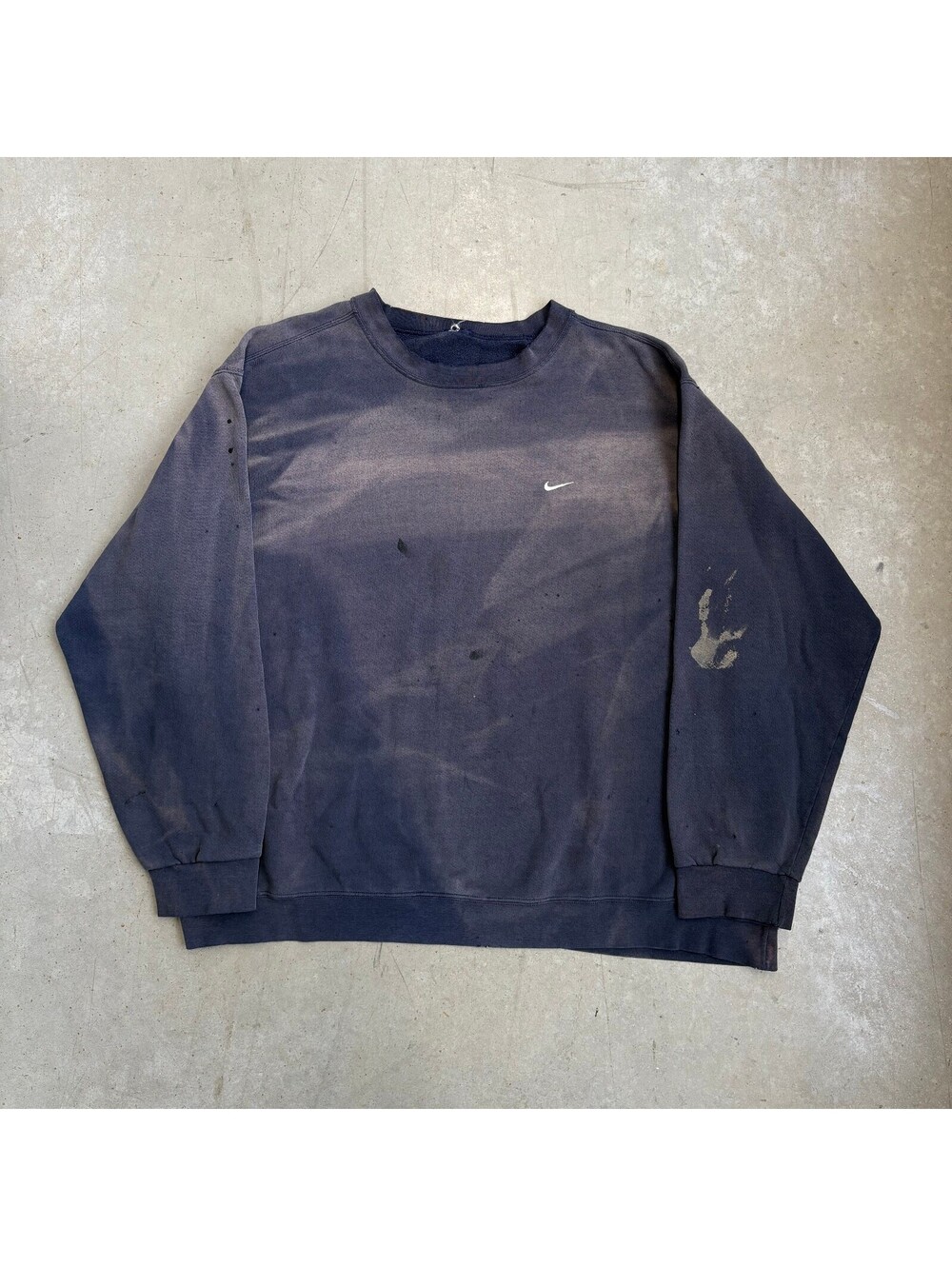 Vintage 2000s Nike Mini Swoosh Sun Faded Sweatshirt Extra Extra Large Navy